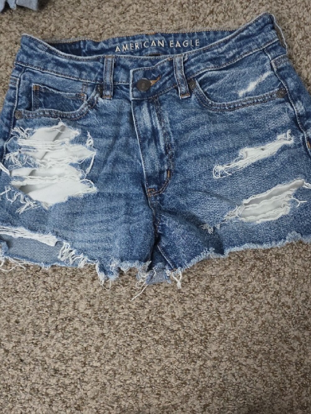 American Eagle Distressed Light Blue Short 3 Pairs.  Size 4 - Picture 2 of 7